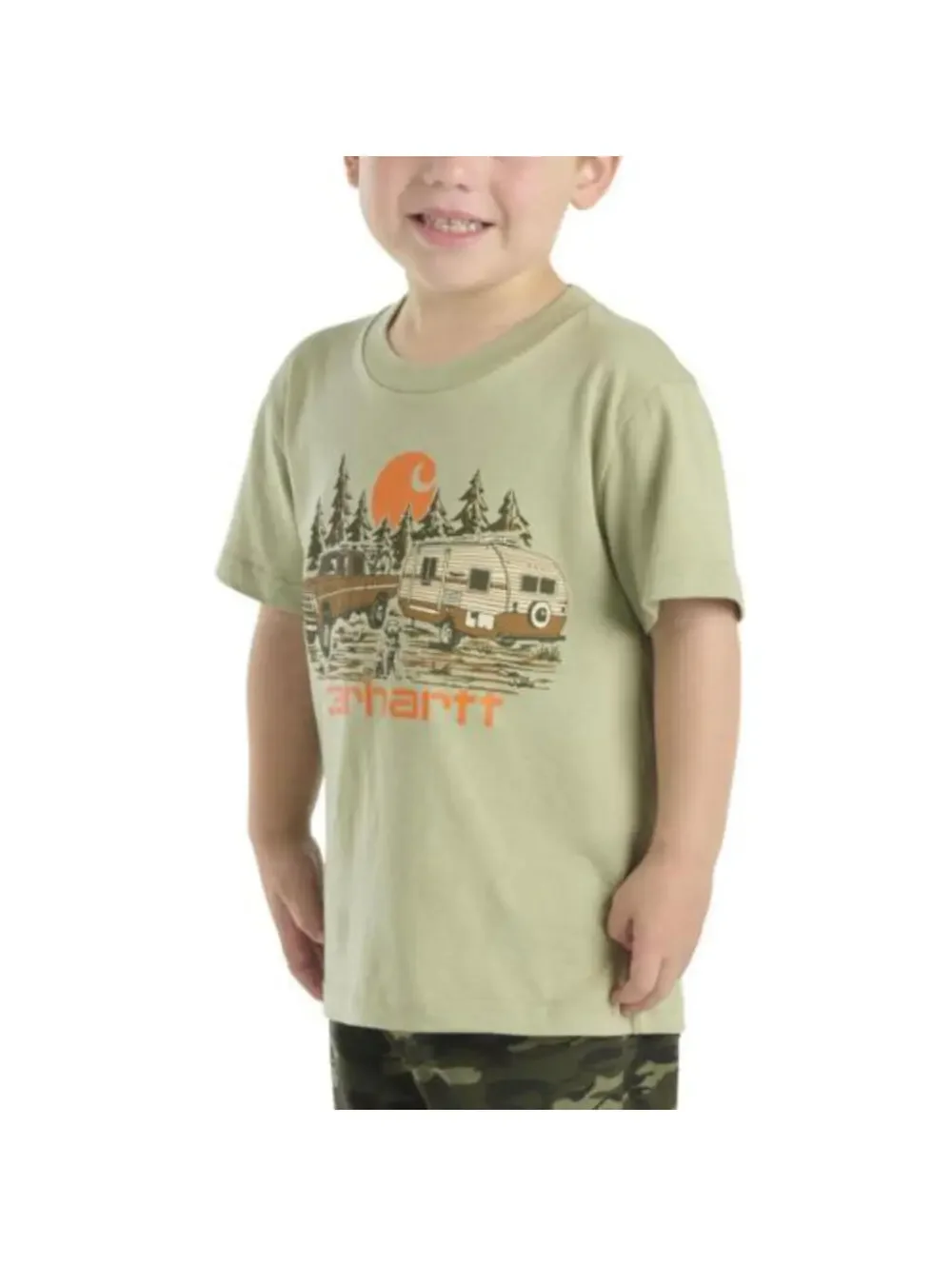 (C107) Carhartt Boys' Camping Graphic T-Shirt CA6652 Frost Green Size Medium